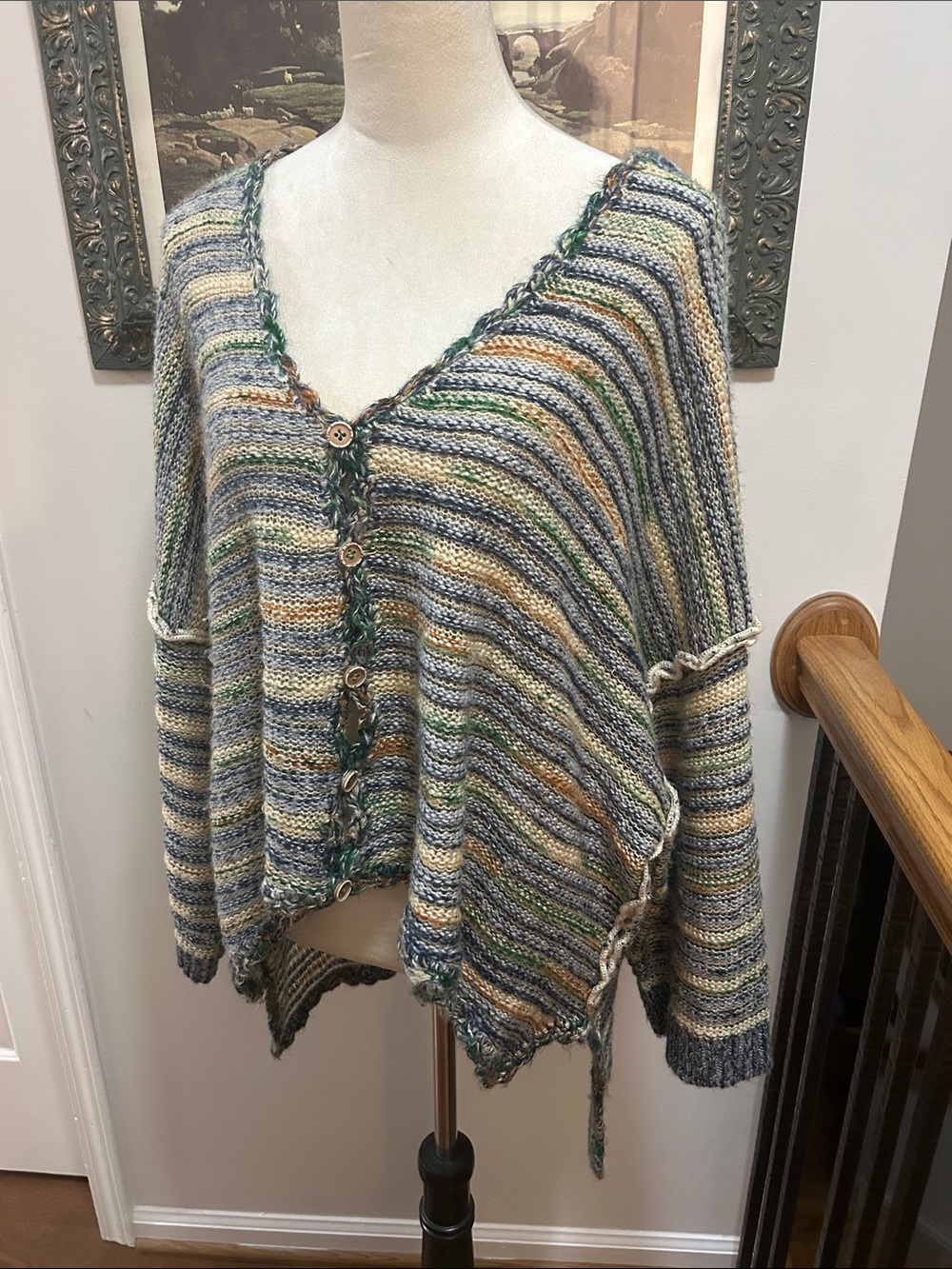 Striped Oversized Pol Cardigan Sweater